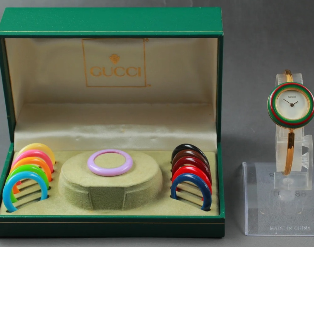 RARE GUCCI 14k Gold Plated Watch Bracelet highly collectable! Vintage SO POPU… - Picture 3 of 9